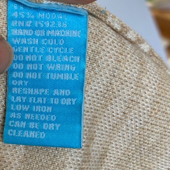 J McLaughlin Open Cardigan Sweater XS Palm Tropical Leopard Beige Cotton Blend - Picture 6 of 7